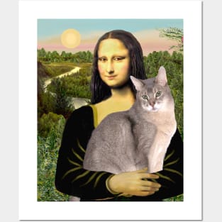 Mona Lisa and Her Blue Abyssinian Cat Posters and Art